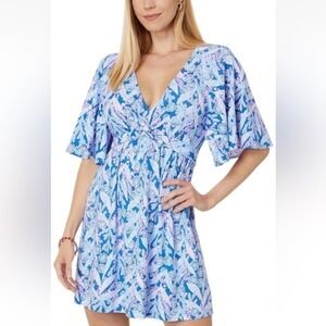 Lilly Pulitzer Minka Skirted Romper Barton Blue Star Gazing M $168